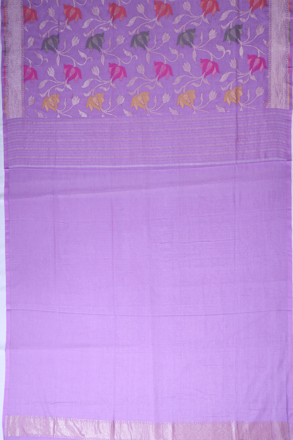 Banarasi Cotton Jaal Violet Saree