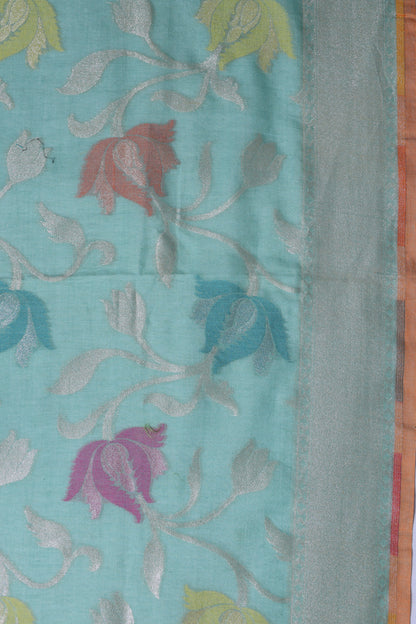 Banarasi Cotton Jaal Sea Green Saree