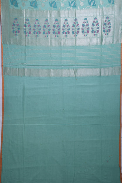 Banarasi Cotton Jaal Sea Green Saree