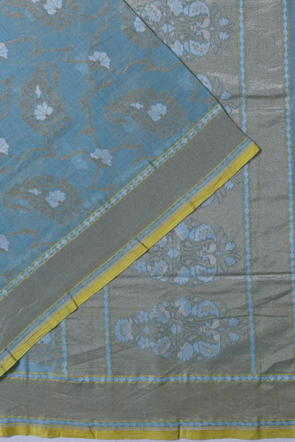 Banarasi Cotton Jaal Pastel Blue Saree