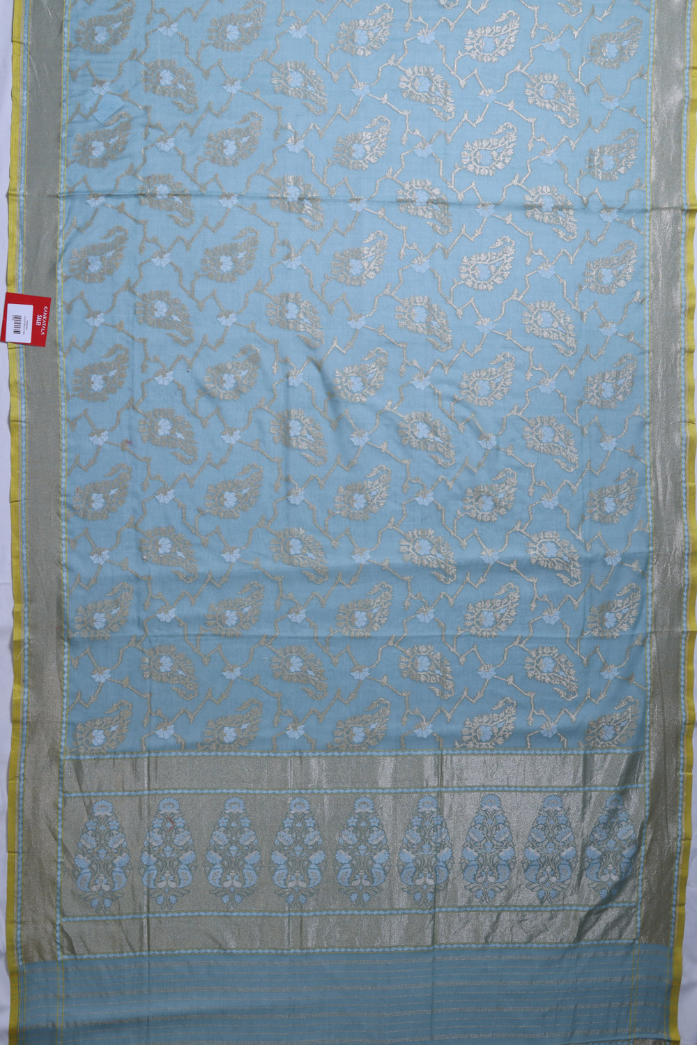 Banarasi Cotton Jaal Pastel Blue Saree