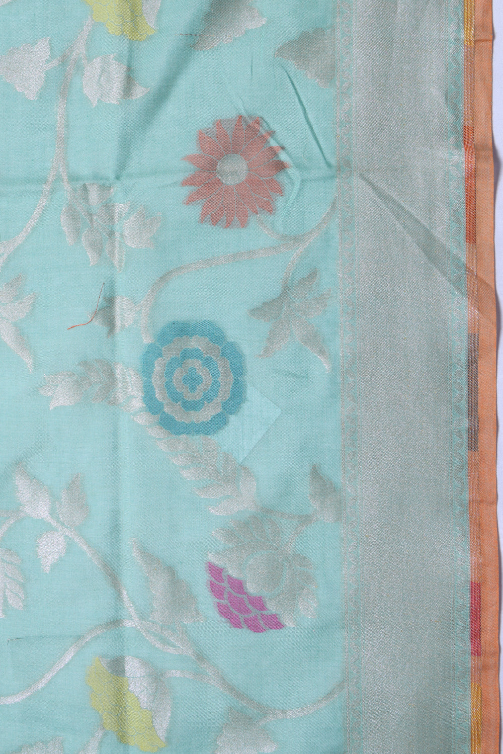 Banarasi Cotton Jaal Blue Saree