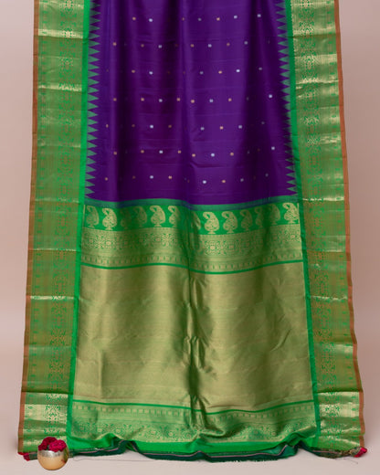 Gadwal Silk Butta Blue Saree