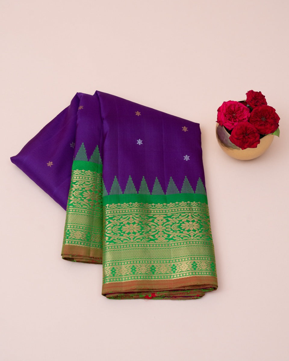 Gadwal Silk Butta Blue Saree