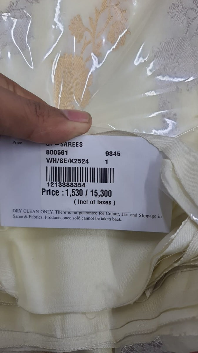 Banarasi Silk Leheriya Cream Saree