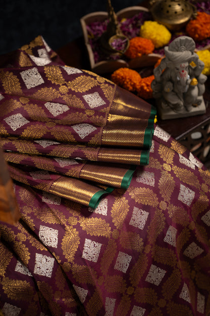 Kanchipuram Silk Brocade Burgundy Saree