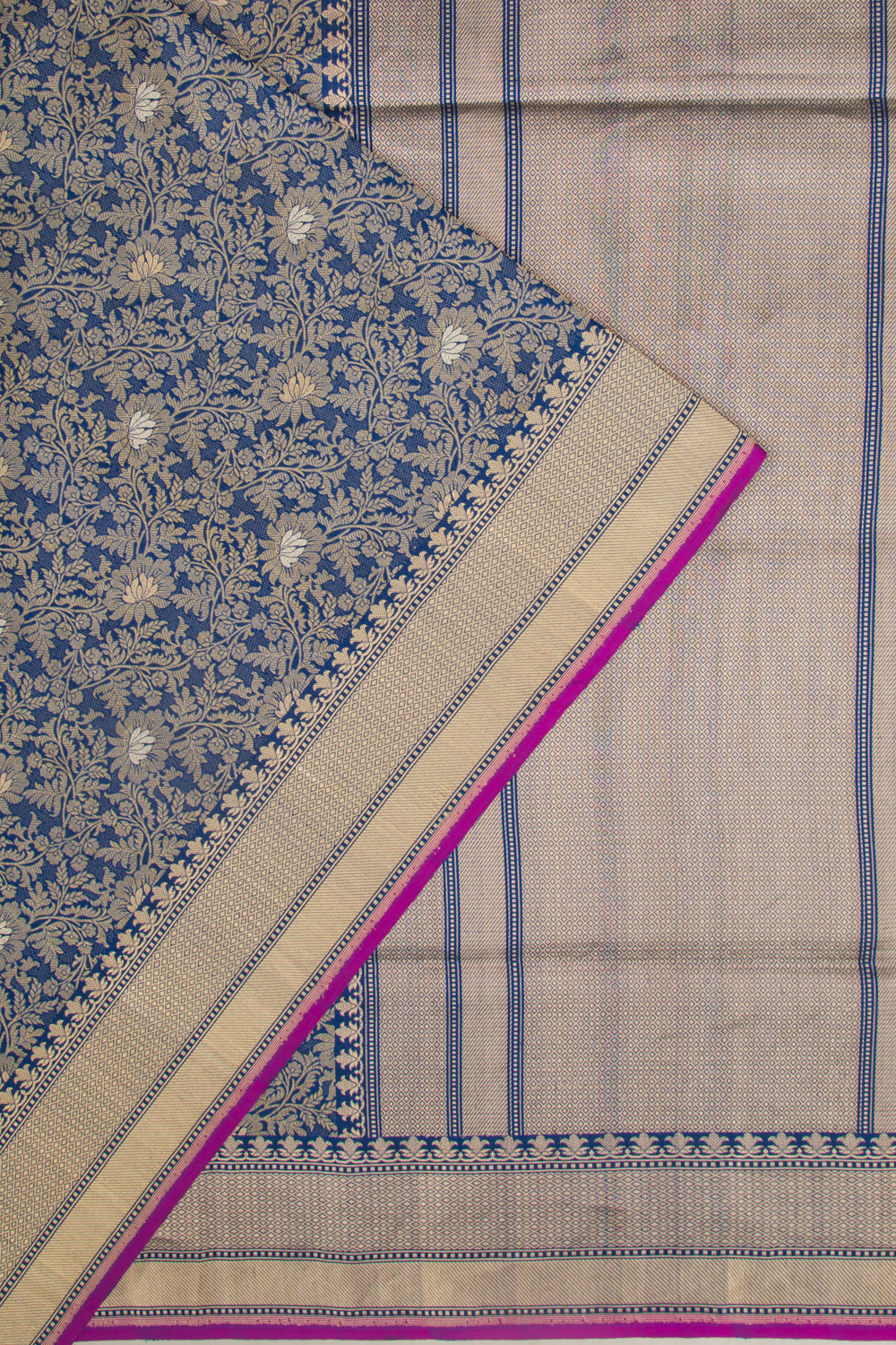 Banarasi Silk Kadwa Jaal Dark Blue Saree 112303041070