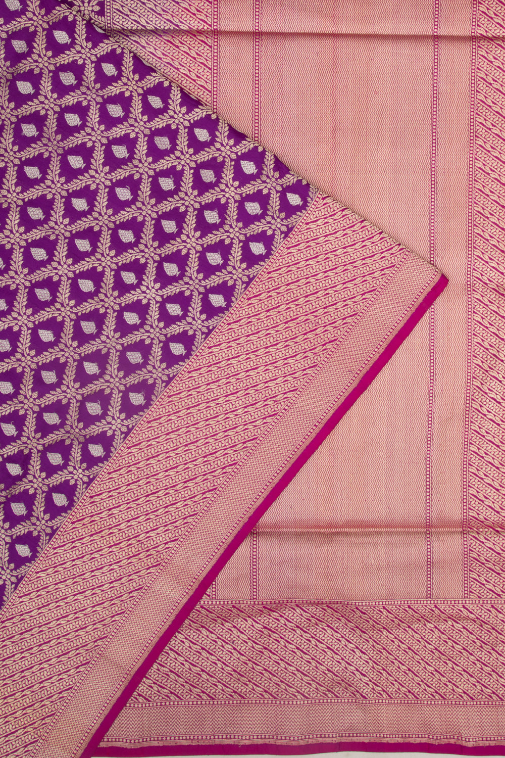 Banarasi Silk Kadwa Jaal Purple Saree 112303041086