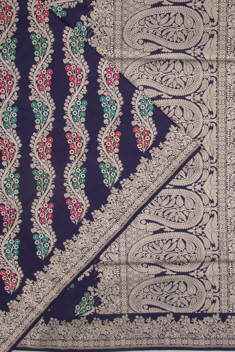 Banarasi Silk Kadwa Jaal Dark Blue Saree 112303041088