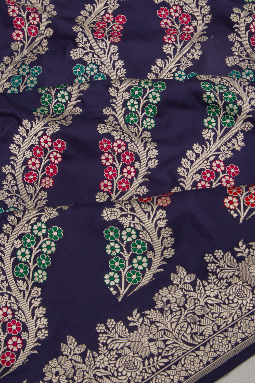 Banarasi Silk Kadwa Jaal Dark Blue Saree 112303041088