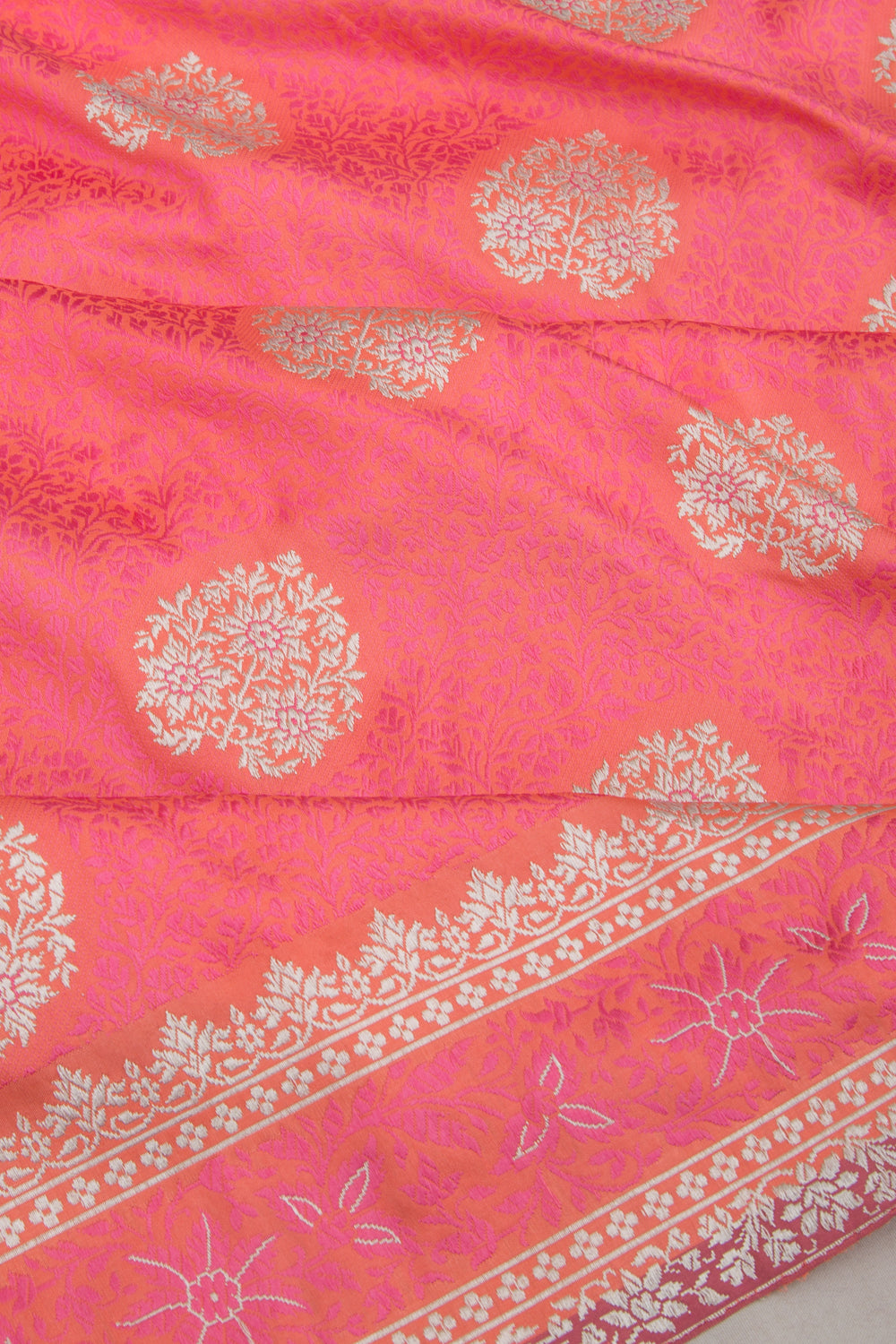 Banarasi Silk Jacquard And Butta Peach Saree 112303041114
