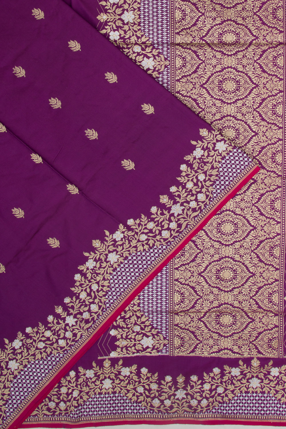 Banarasi Silk Kadwa Butta Purple Saree 112303051355