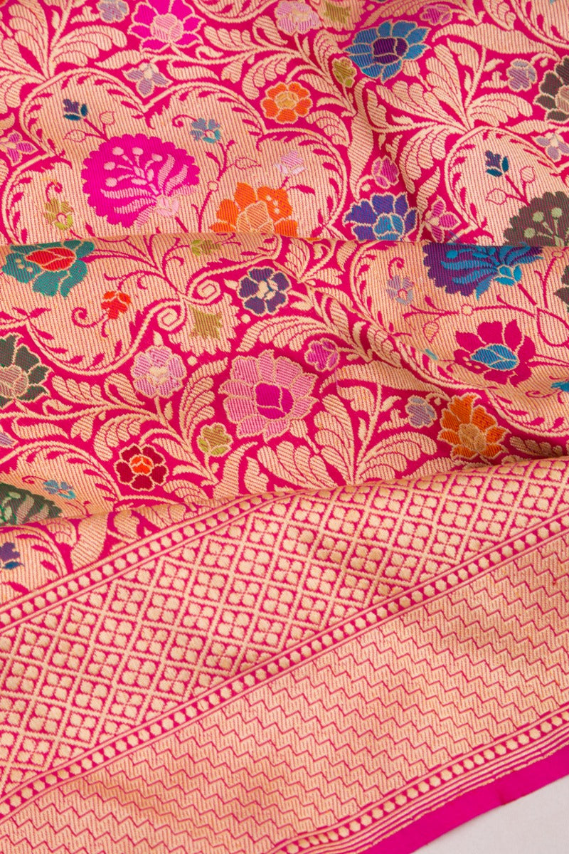 Banarasi Silk Brocade Pink Saree 112303051373