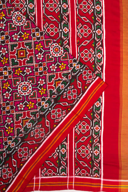 Patan Patola Silk Ikat Navratna Bhat Purple Saree