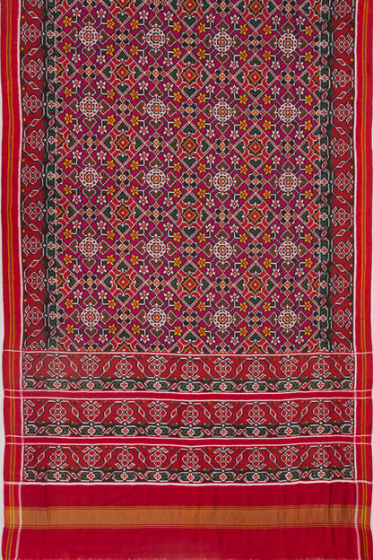 Patan Patola Silk Ikat Navratna Bhat Purple Saree