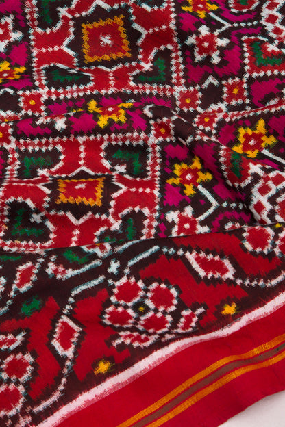 Patan Patola Silk Ikat Navratna Bhat Purple Saree