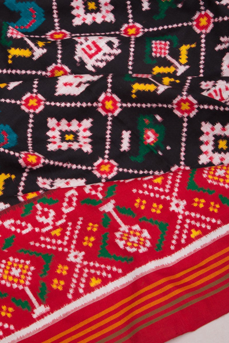 Patan Patola Silk Ikat Black Saree