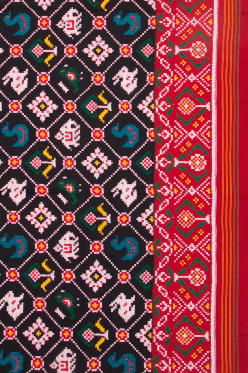 Patan Patola Silk Ikat Black Saree