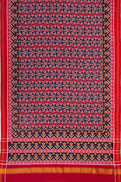 Patan Patola Silk Ikat Red And Blue Saree