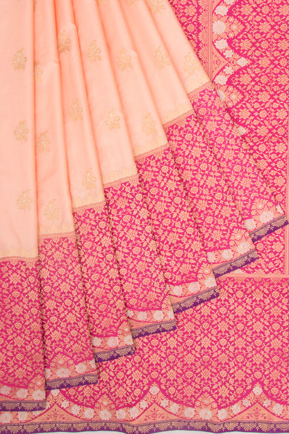 Banarasi Silk Butta Peach Saree