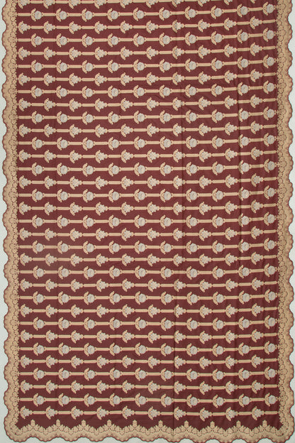 Banarasi Silk Brocade Brown Saree With Scallop Border