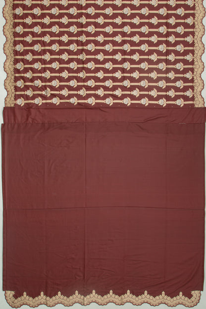 Banarasi Silk Brocade Brown Saree With Scallop Border