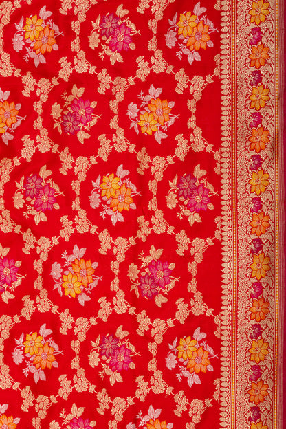 Banarasi Silk Kadwa Jaal Red Saree