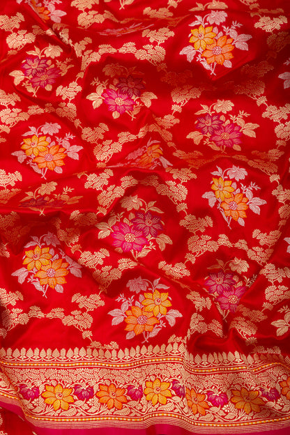 Banarasi Silk Kadwa Jaal Red Saree