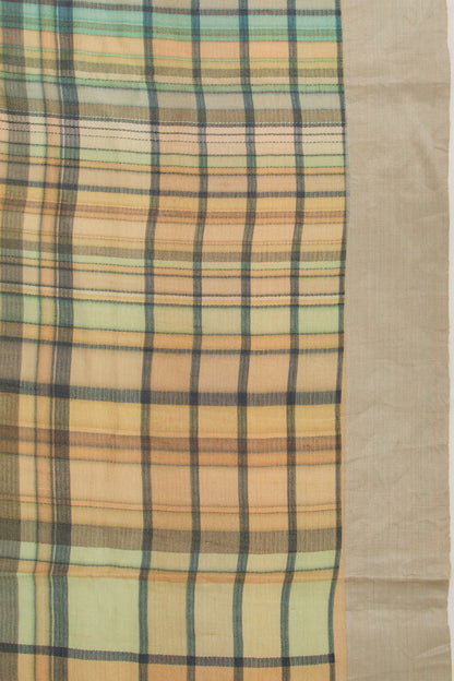 Tussar Checks Multicolour Saree