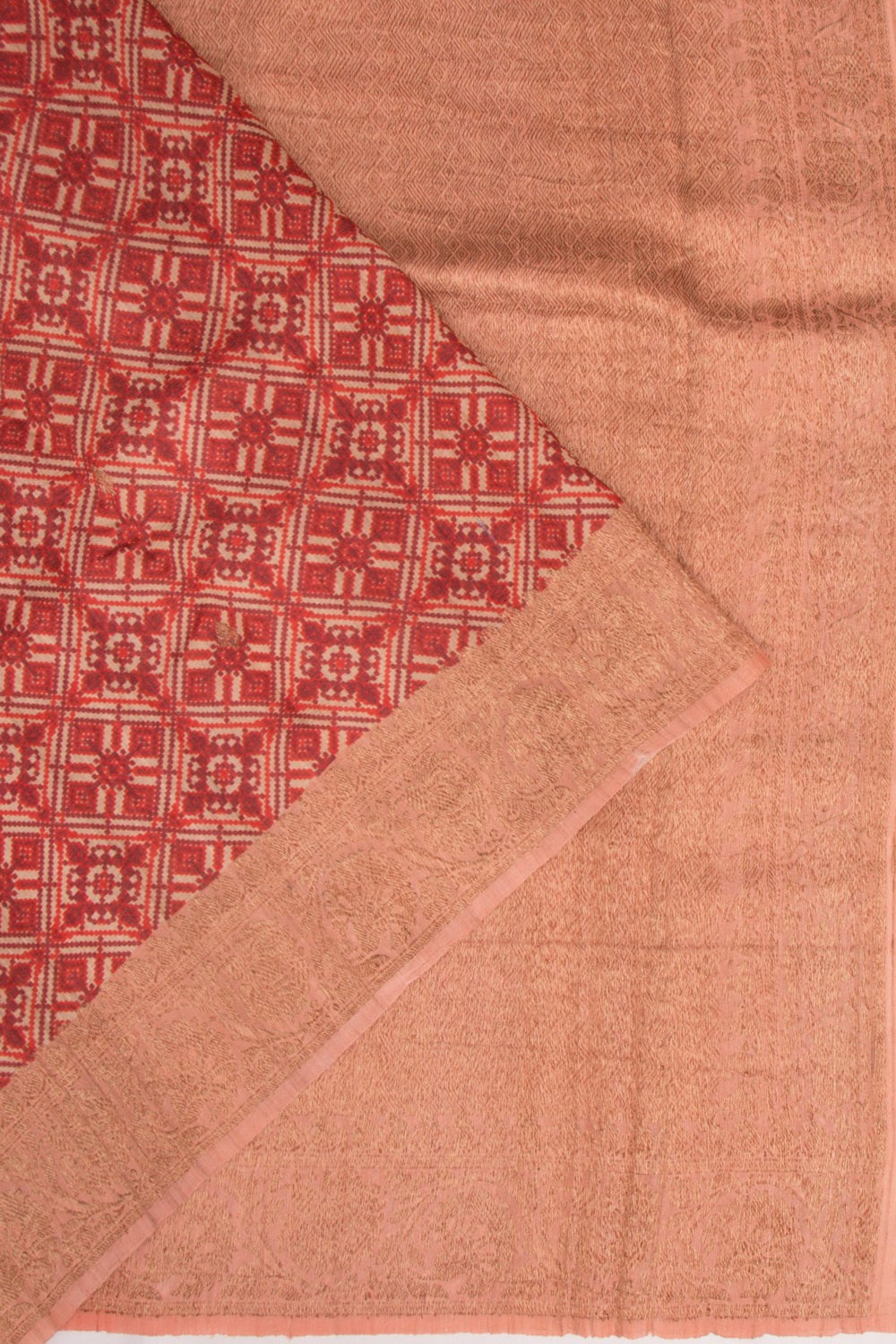 Tussar Printed Red Saree