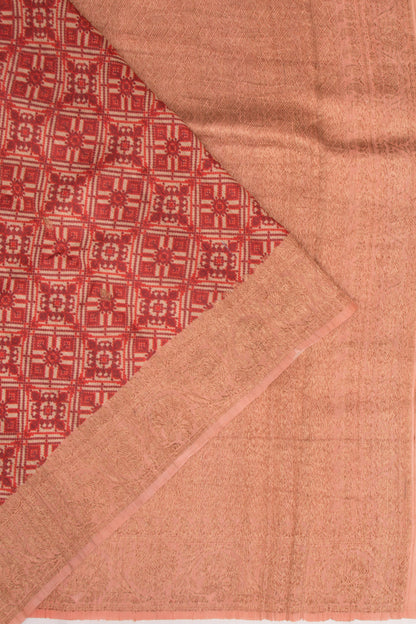 Tussar Printed Red Saree