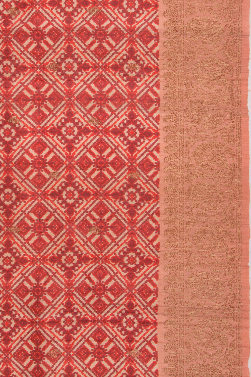 Tussar Printed Red Saree