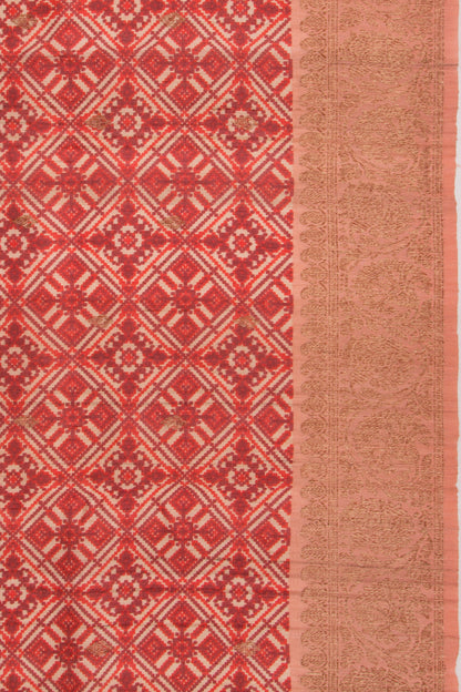 Tussar Printed Red Saree