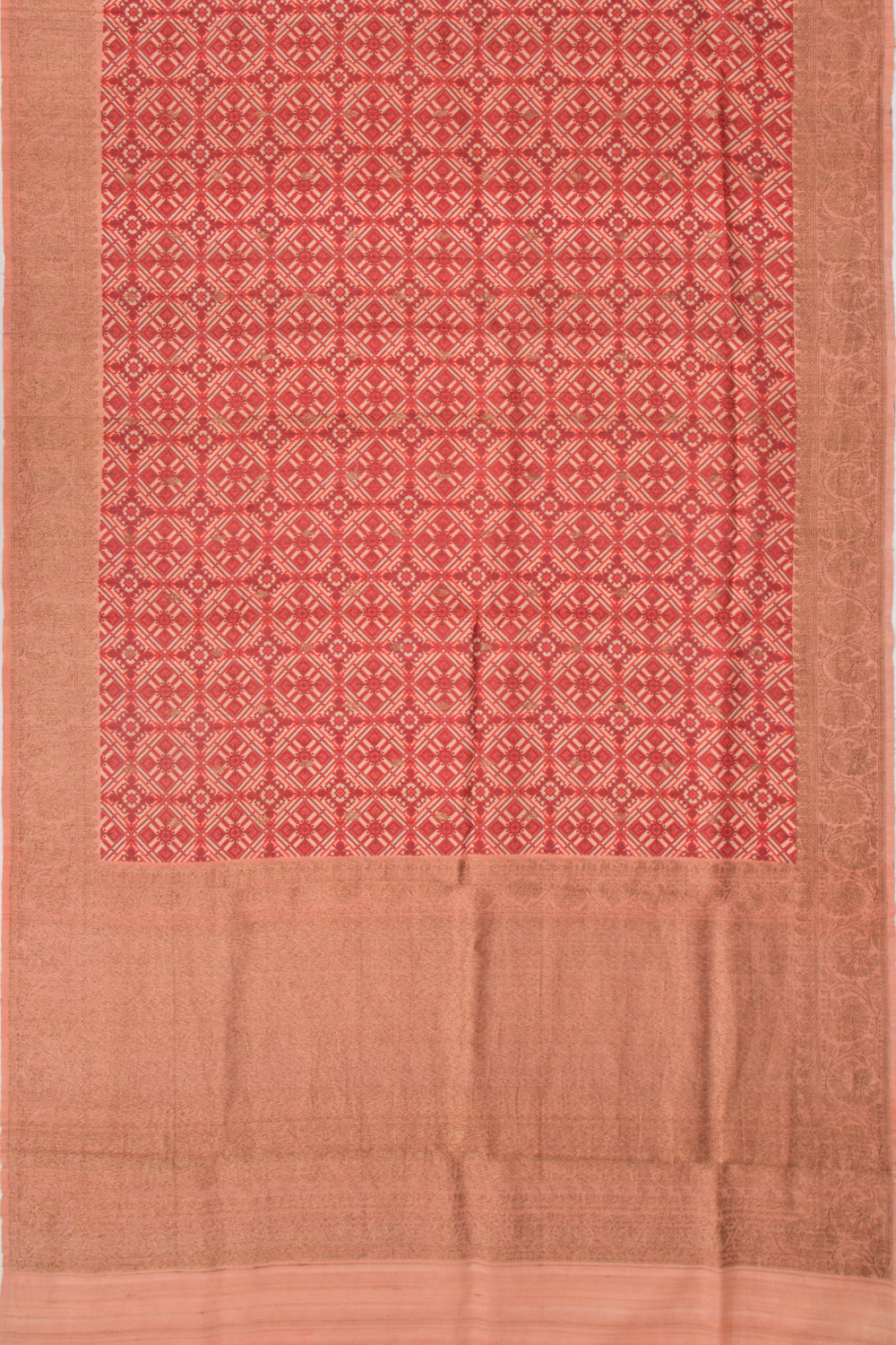 Tussar Printed Red Saree