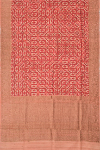Tussar Printed Red Saree