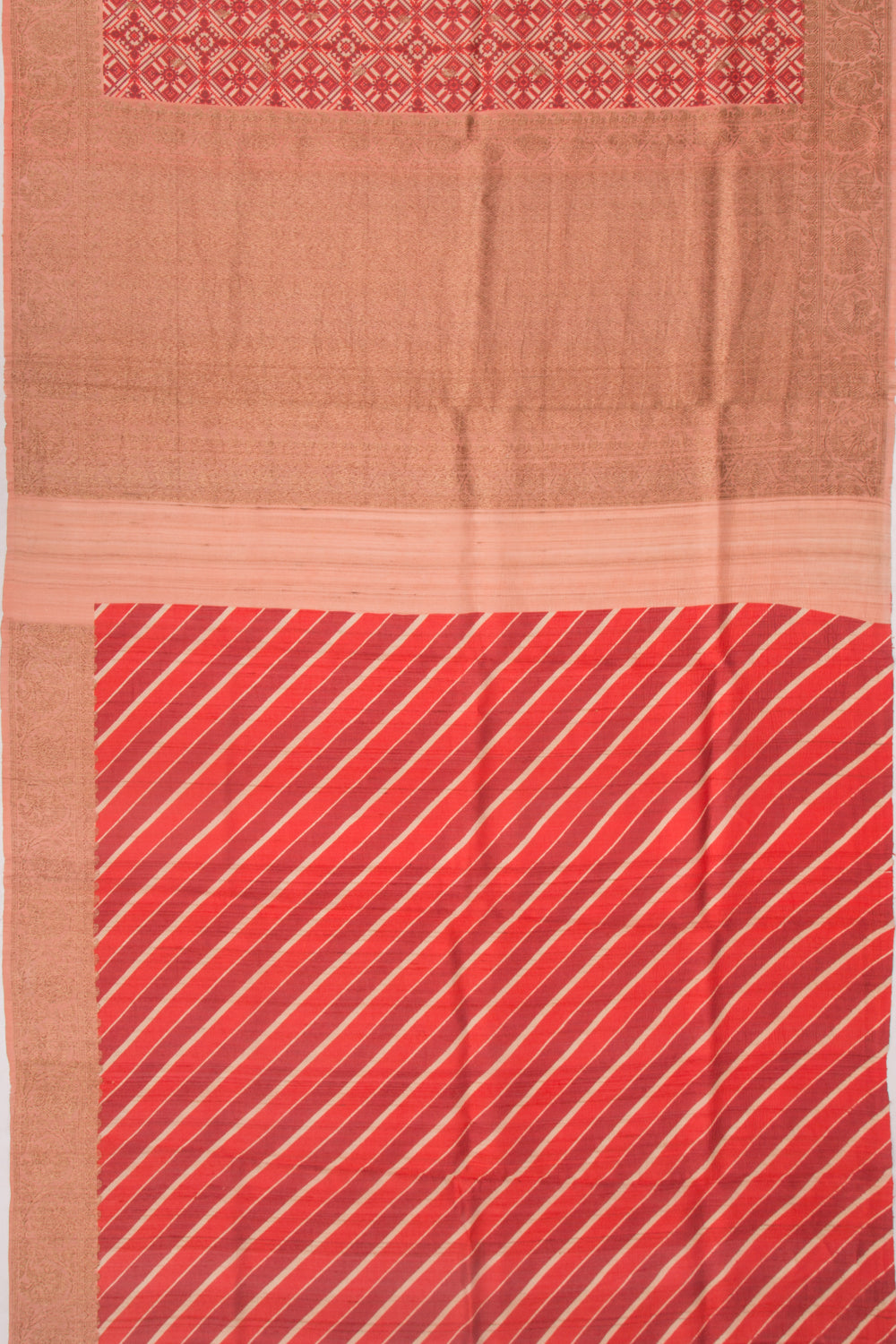 Tussar Printed Red Saree