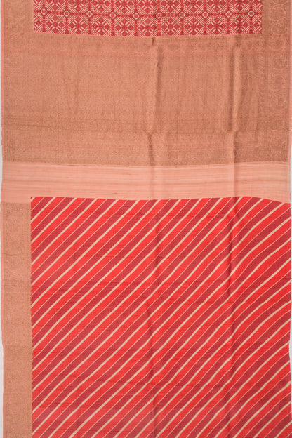 Tussar Printed Red Saree