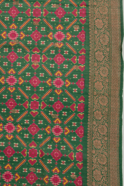 Tussar Printed Green Saree