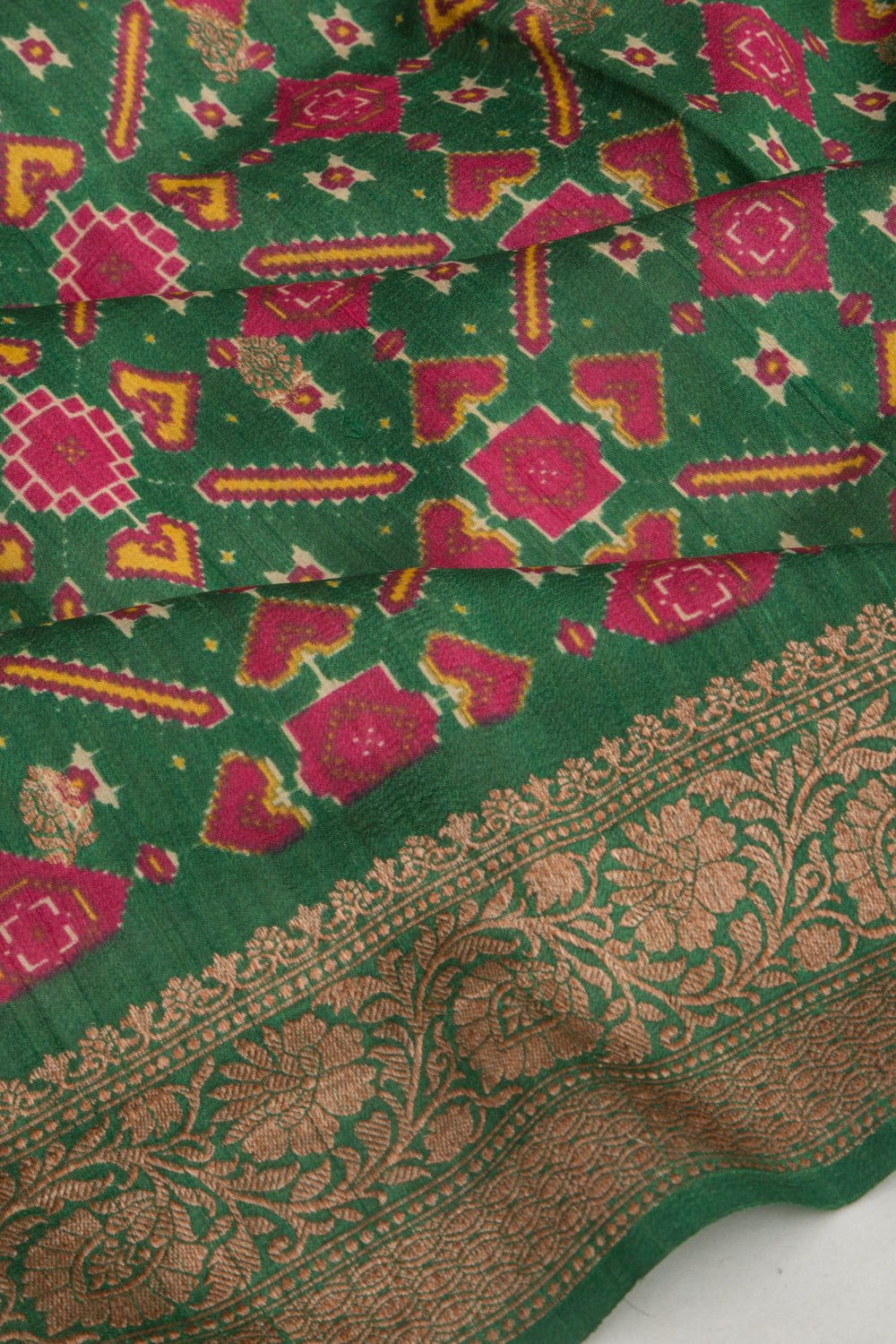 Tussar Printed Green Saree