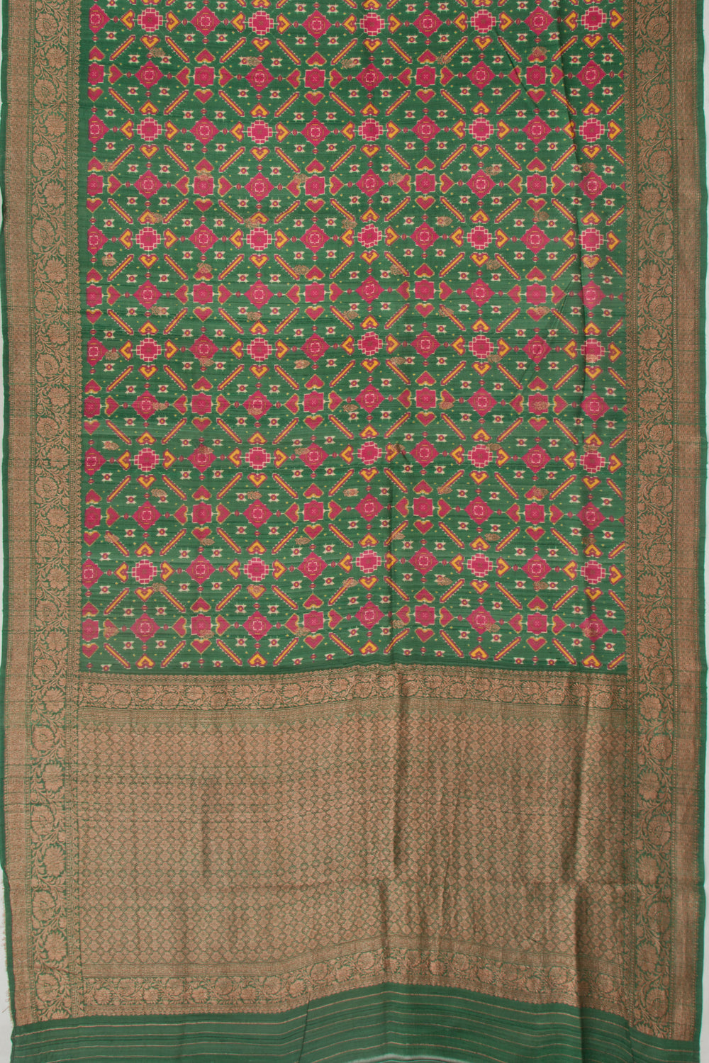 Tussar Printed Green Saree