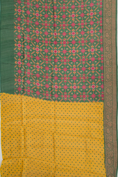 Tussar Printed Green Saree