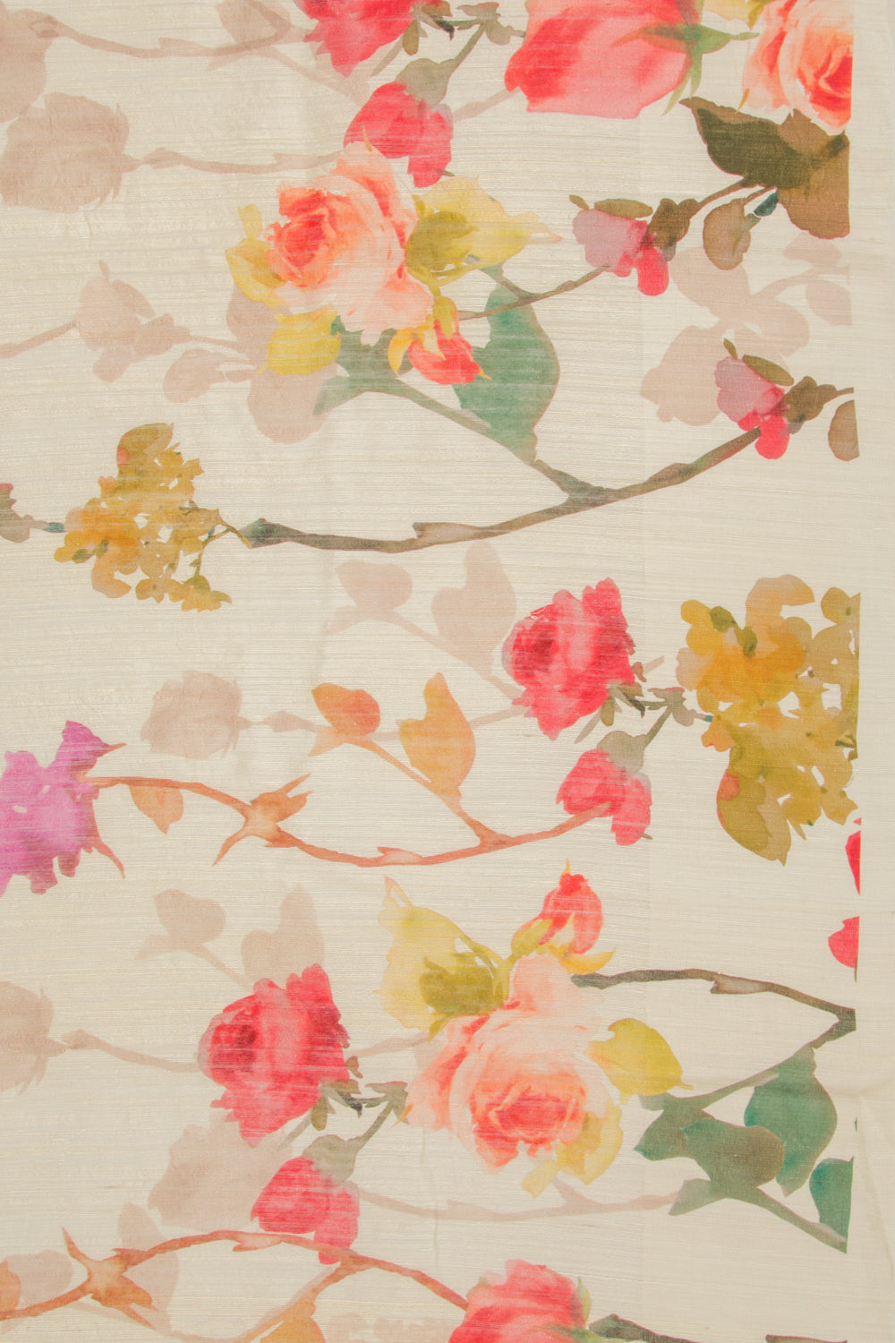 Matka Silk Floral Printed Cream Saree