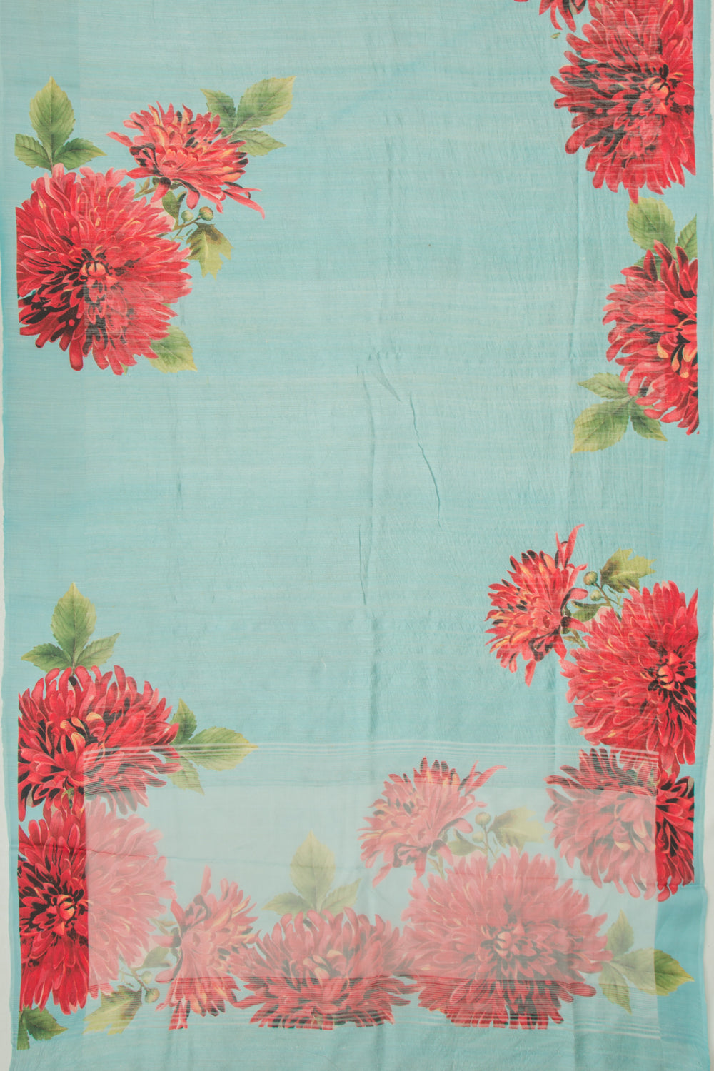 Matka Silk Floral Printed Blue Saree