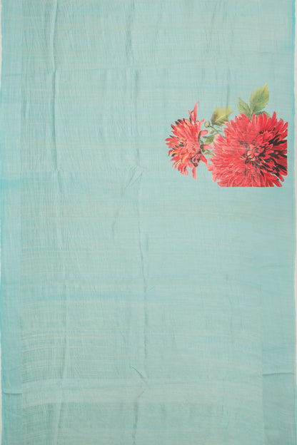 Matka Silk Floral Printed Blue Saree