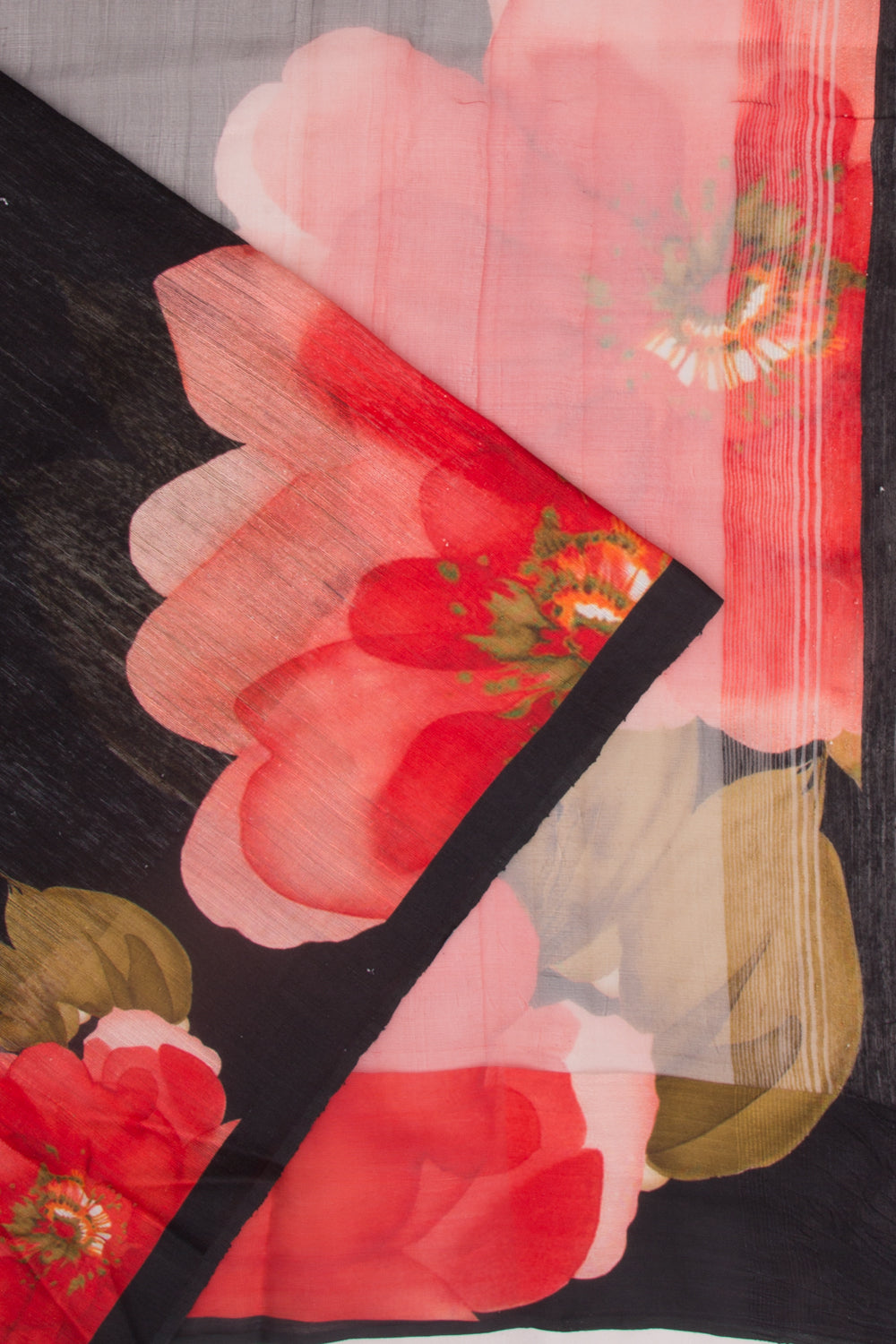 Matka Silk Floral Printed Black Saree