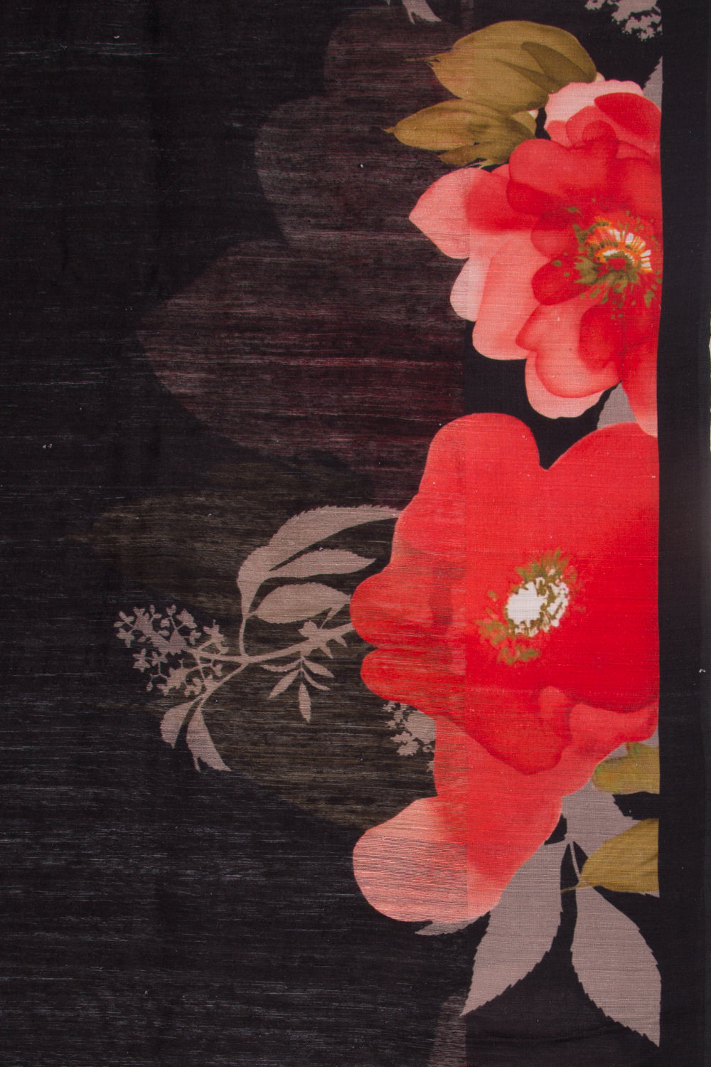 Matka Silk Floral Printed Black Saree
