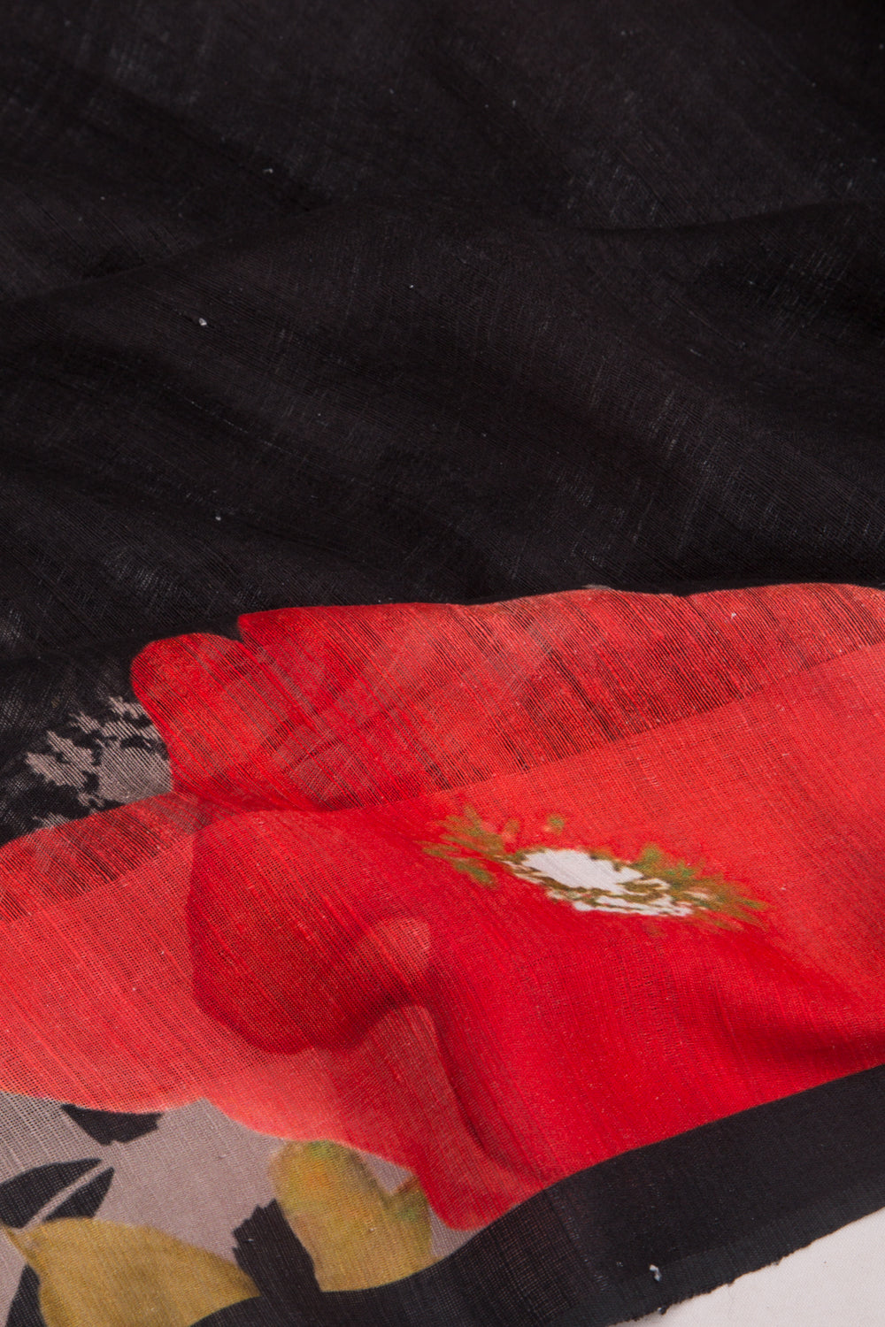 Matka Silk Floral Printed Black Saree