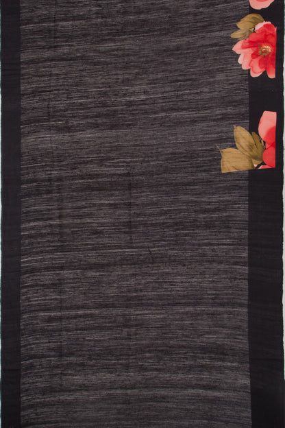 Matka Silk Floral Printed Black Saree