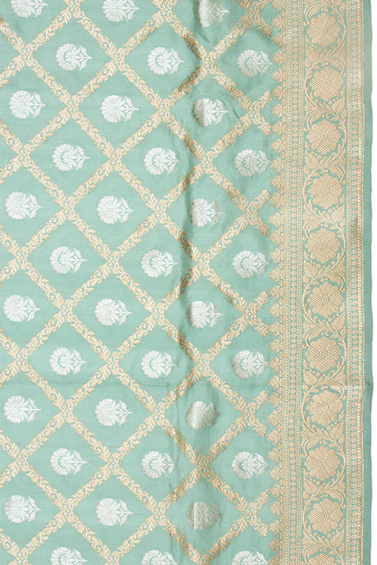 Banarasi Silk Jaal And Butta Opel Green Saree