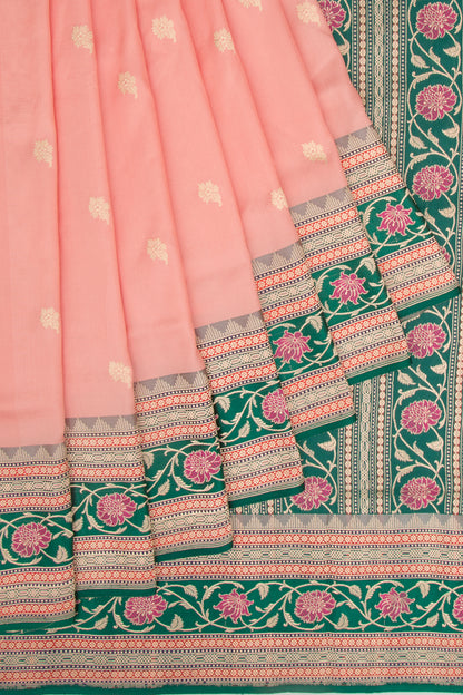Banarasi Silk Butta Peach Saree